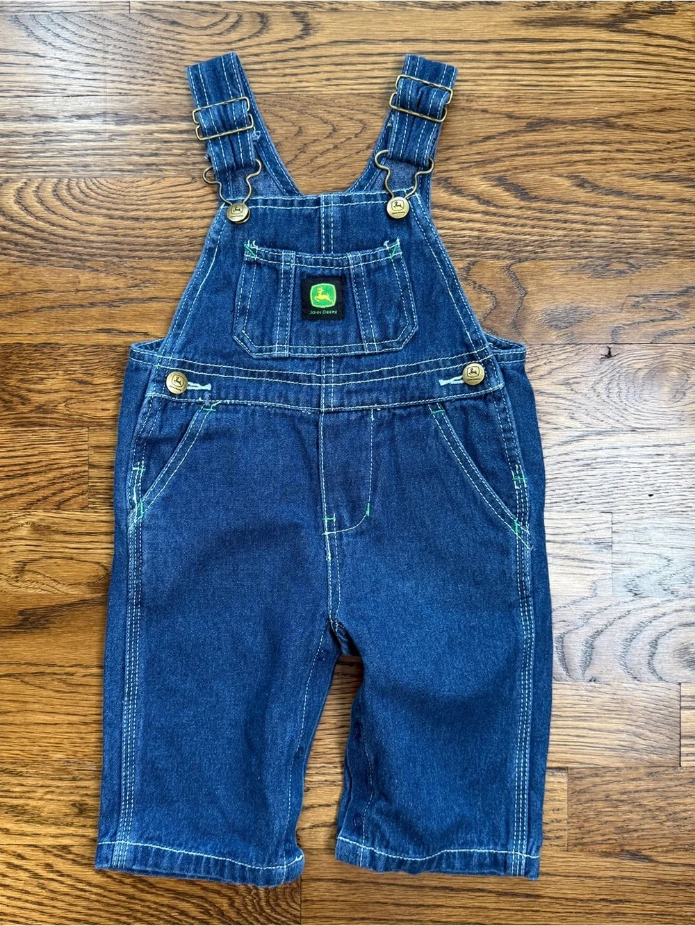 John Deere Boys Dark Blue Wash Denim Overalls Fall Winter Farming Country 6Mths